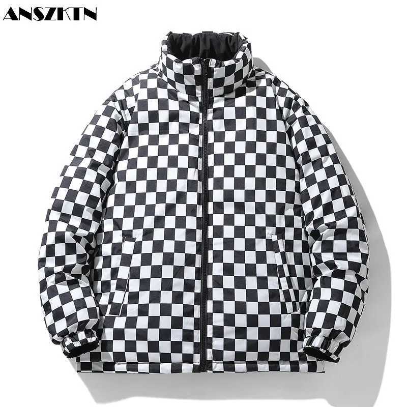 ANSZKTN Mens short new two open trend winter new double-sided wear coat large size couple cotton jacket down jacket LX241018