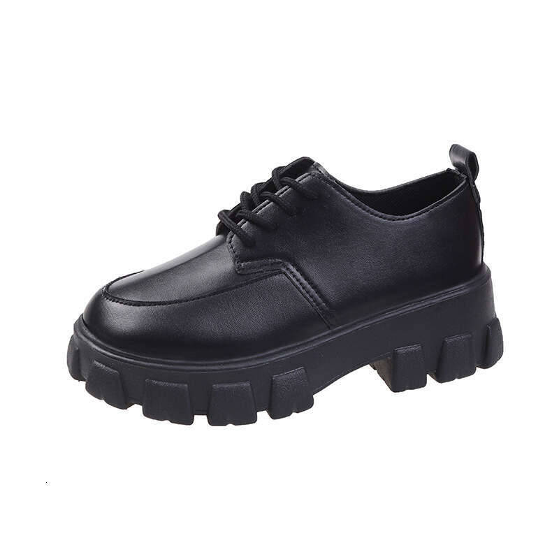 Women's Round Toe Lace-Up British Style Casual Leather Loafers for Summer and Autumn