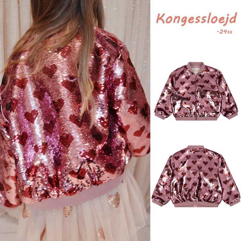 Spring/Summer New Childrens Clothing Ks Love Glitter Girls Coat Mother Childrens Flash Jacket Cute M241018