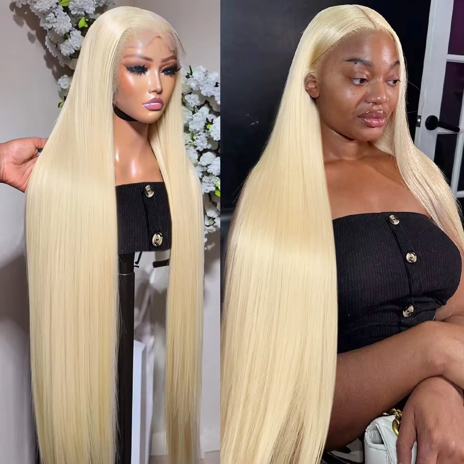 HD 220% 613 Honey Blonde 42 Inches Bone Straight 13X6 Front Human Wigs 13X4 Lace Frontal Brazilian Remy Hair Wig