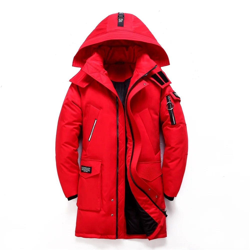 Winter Mens Long White Duck Down Jacket Fashion Hooded Thick Warm Coat Male Big Red Blue Black Clothes 241018
