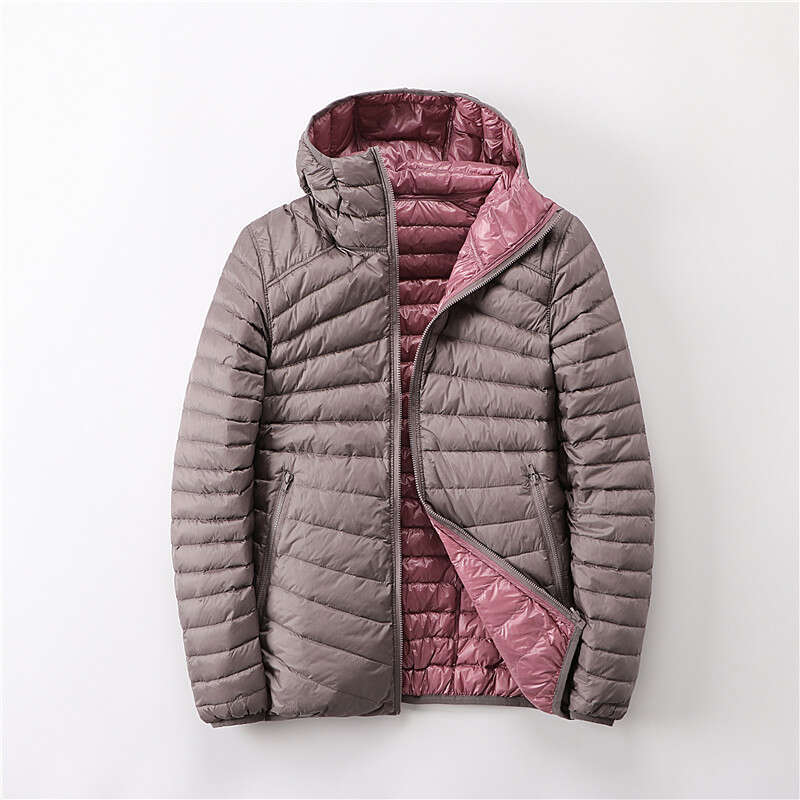 2 In 1Ultra Light Jackets Women Both Sides Wear 90% Duck Down Coats Lady Waterproof Portable Puffer Jacket Outerwear Jk-869