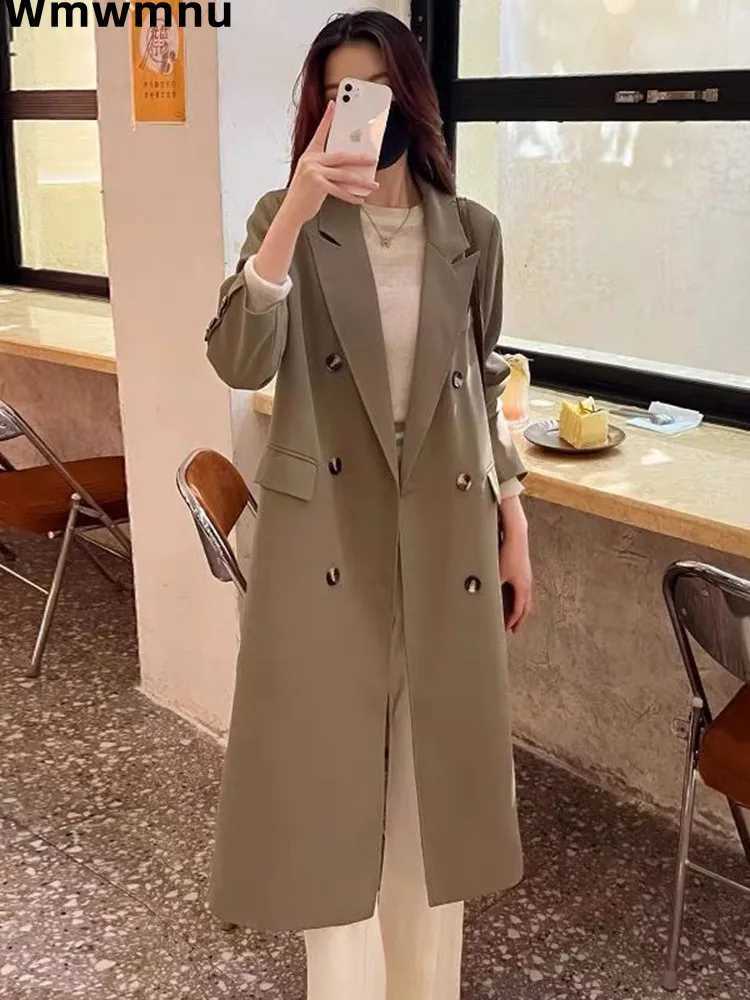 Office Thicken Ladies Woolen Trench Chaquetas Fall Winter Wool Blend Windbreak Coats Formal Lapel Classic Solid Long Jacket NewX241009