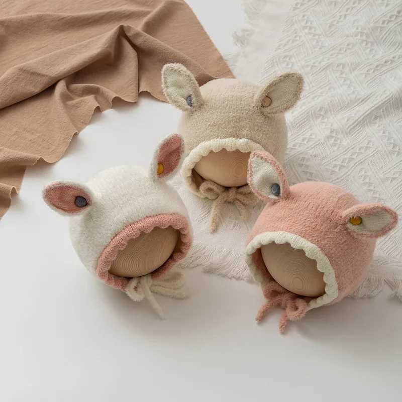 Baby Knit Hat Autumn Winter Warm Ear Protection Cap for Infant Beanies Cute Solid Color Rabbit Ears Toddler Earmuffs Cap LX241018