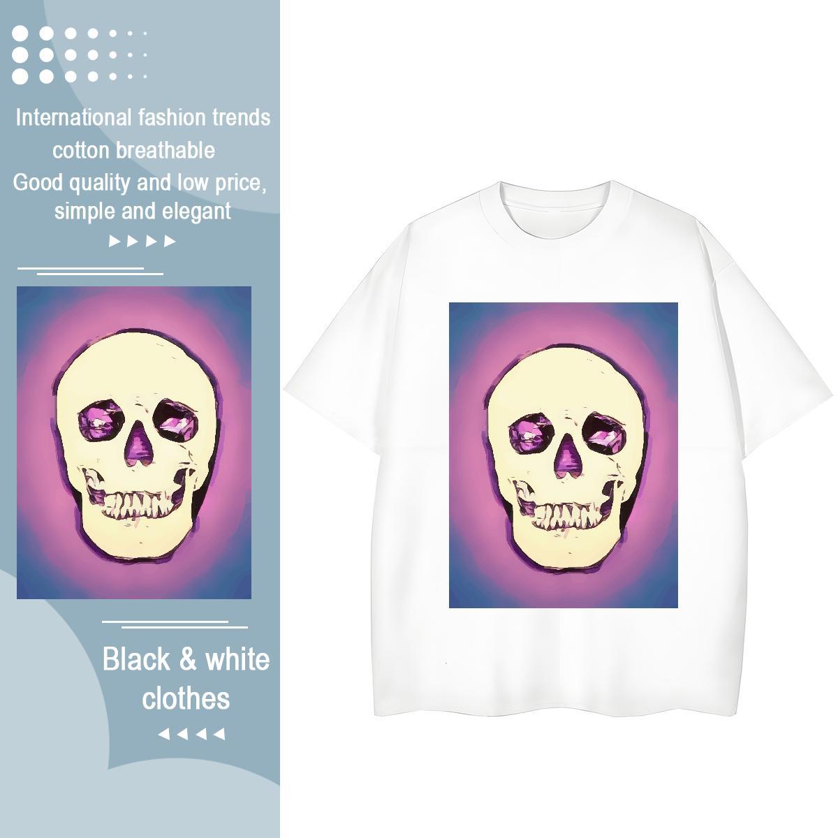 Factory Direct T-Shirts for Women 230g Pure Cotton Breathable Crew Neck Hip Hop Street skull Woman Tshirt Brand Anime Oversized Tee Shirt