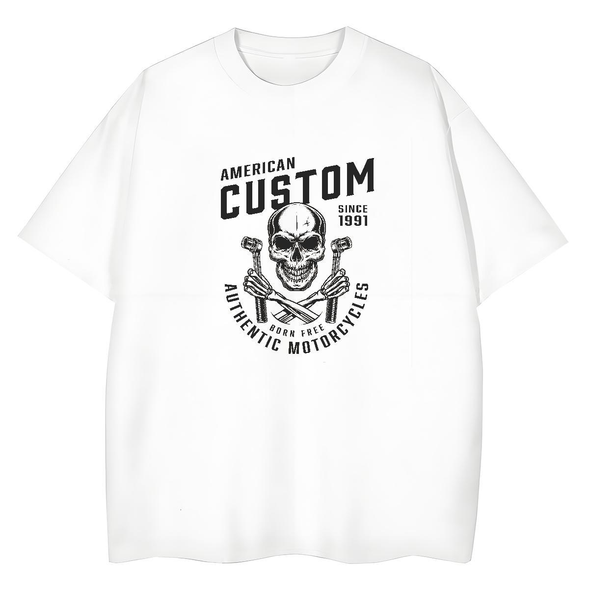 Classic T-Shirts for Women 230g Pure Cotton O-Neck Short Sleeve Beach skull Unisex Tshirts Free Shipping DIY Anime Printed Clothes Shirt
