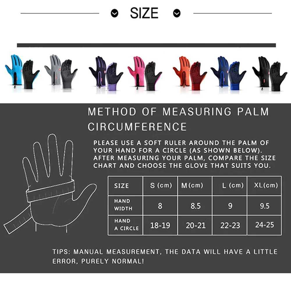 Mens winter gloves and womens touch screen windproof and warm bicycle gloves with zipper anti slip outdoor driving sports glovesW241018