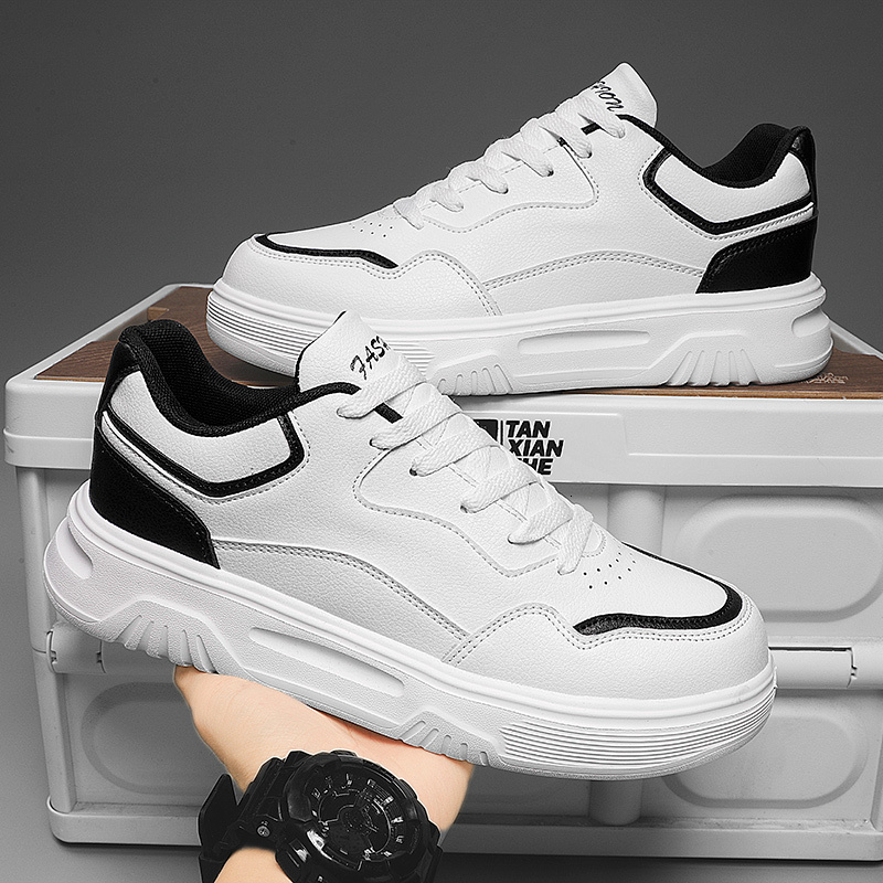 New Men Sneakers Casual Sports Lightweight PU Leather Breathable Lace Up Flat Shoe Anti Slip Training Shoes Classic Chic Ddmythur