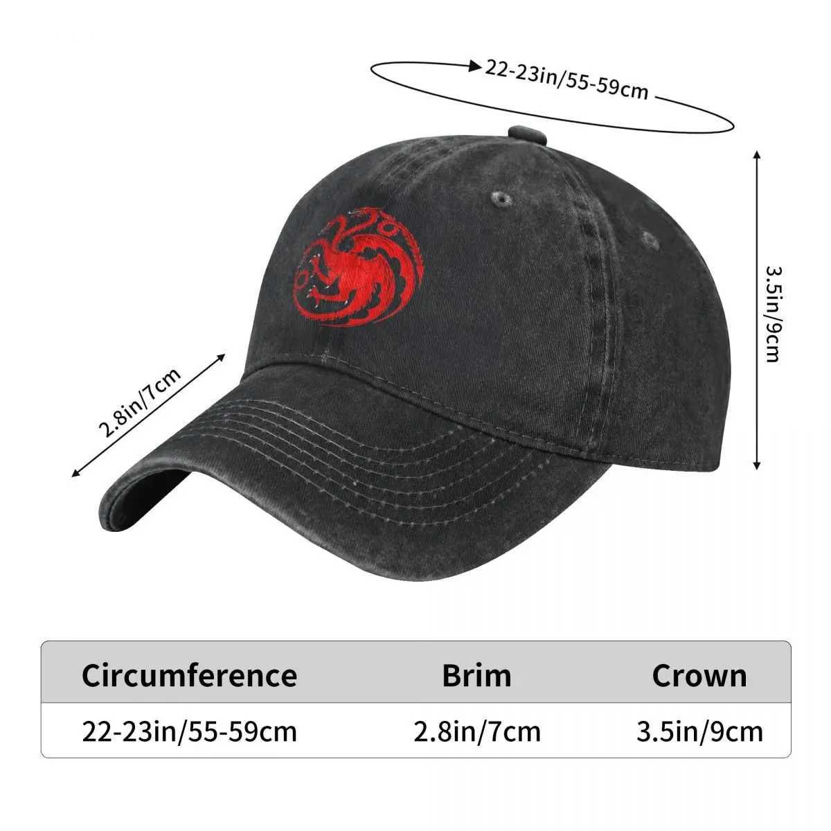 Red Dragon Washed Baseball Cap For Men Women Fashion H-Houses T-Targaryenes Trucker Hat Summer Snapback Hats PopularX241018