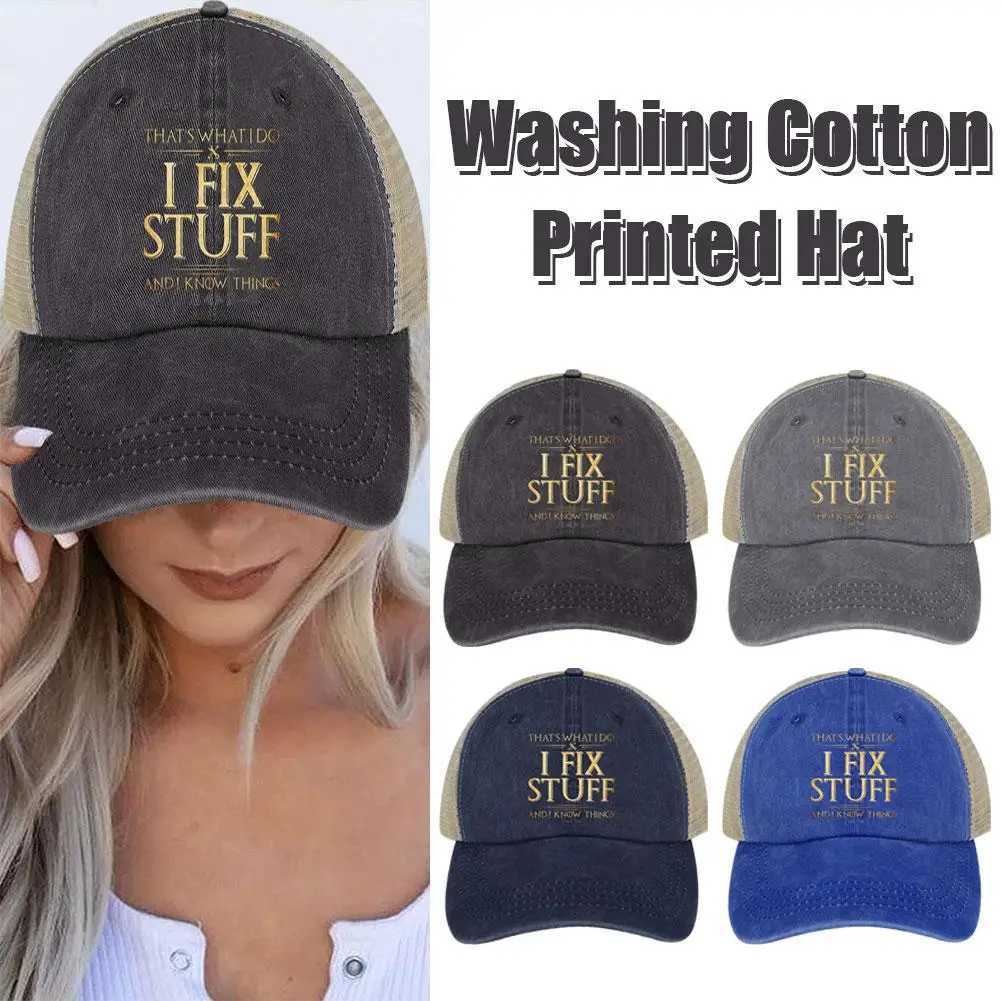Thats What I Do I Fix Stuff And I Know Things Funny Saying For Mechanic Father Cap Cowboy Hat Thermal Visor Mens HatX241018
