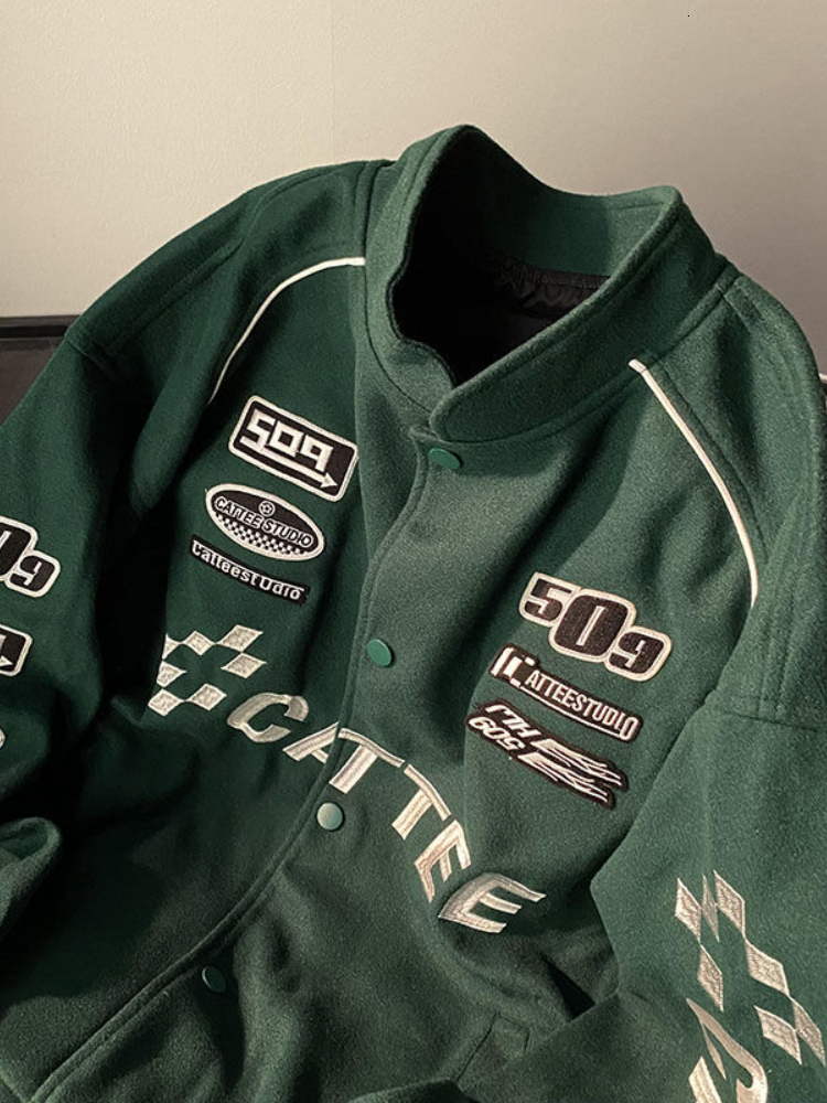Gmiixder 2022 Hip-Hop Racing Spring Autumn Casual High Street Bomber Jacket Motorcycle Embroidered Baseball Uniform Coat