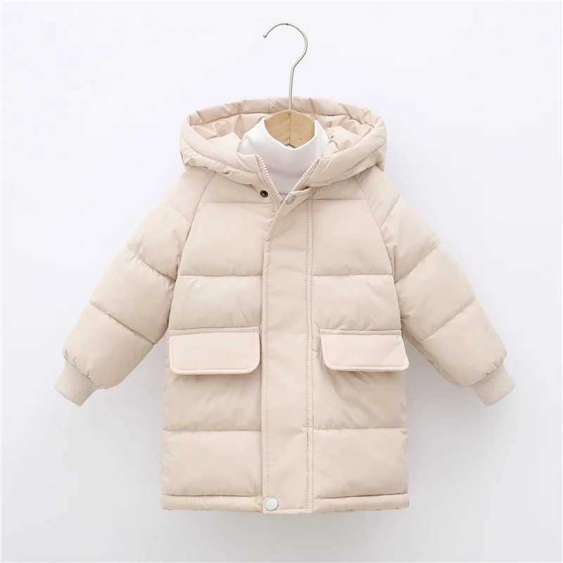 Childrens long coat autumn winter clothing boys and girls cotton pad Parka jacket big childrens thick warm cotton jacket 2-12Y M241018