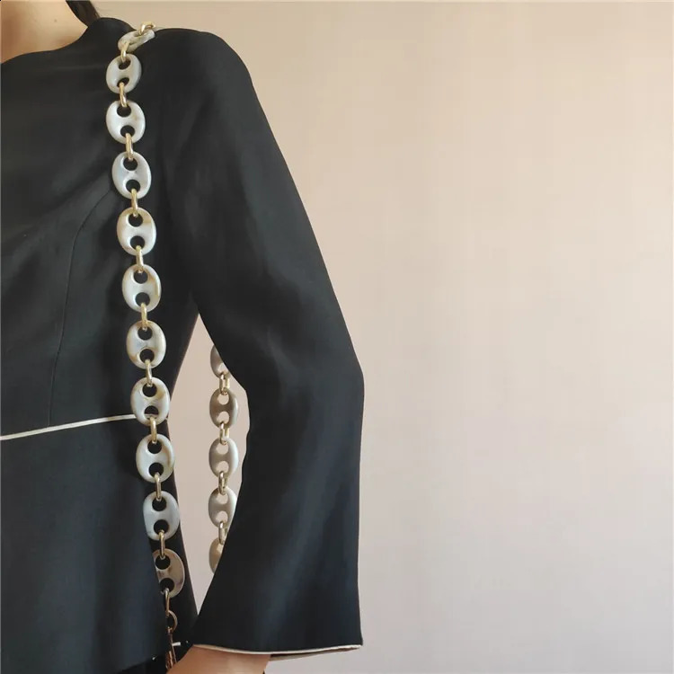 Fashion acrylic metal pig nose cross body long bag shoulder chain 241008
