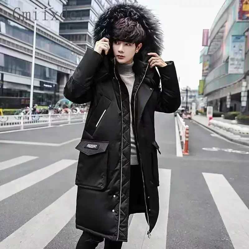 Autumn Winter Thickened Warm Cold-proof Mid-length Over-the-knee Jackets Mens Loose Casual High Street Parkas Male Clothes LX241018