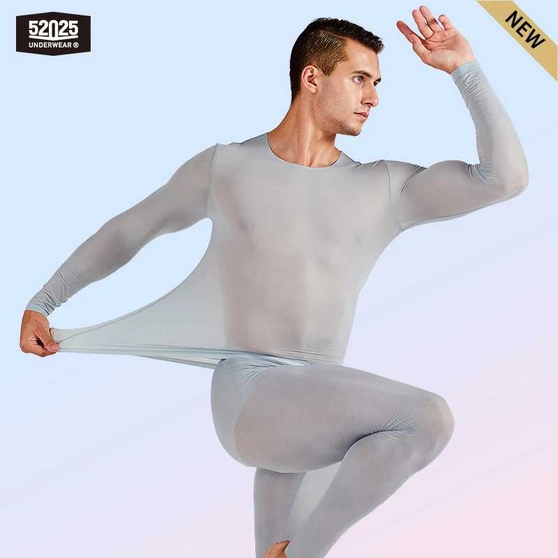 Mens Thermal Underwear 52025 Men Underwear Ultralight Ultrathin Underwear Seamless Elastic SemiTransparent Comfortable Clothes Sexy Long Johns Me Y241