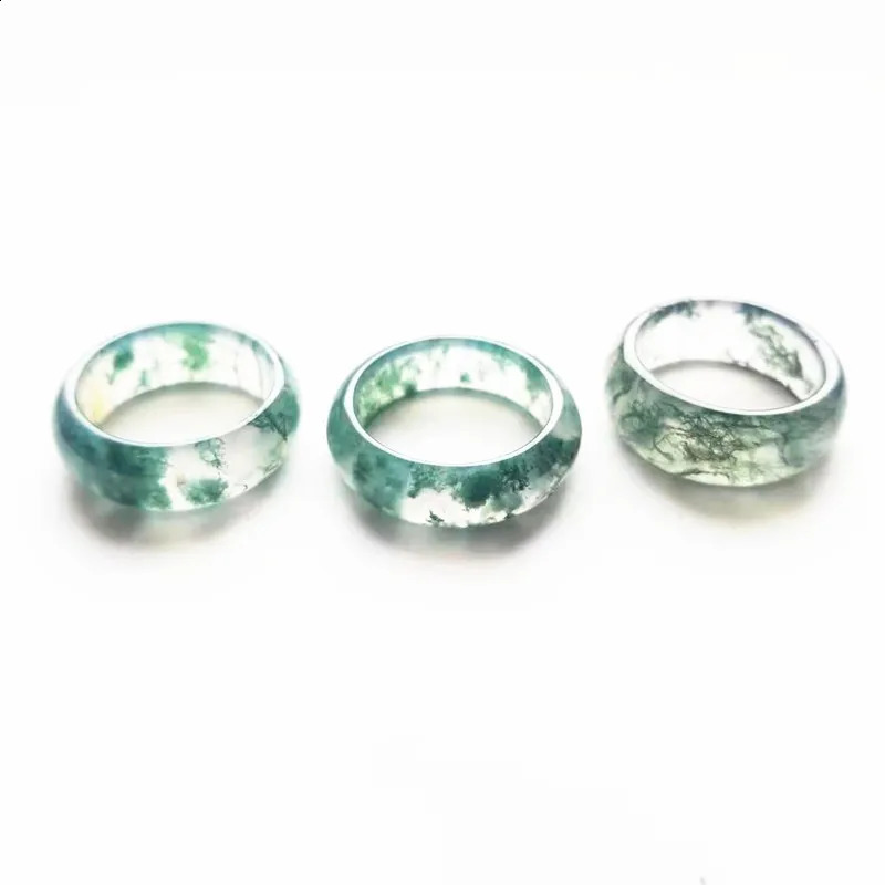 Moss Agates Ring Natural Gem stone Jewelry For Women Man Gift Wholesale 241010
