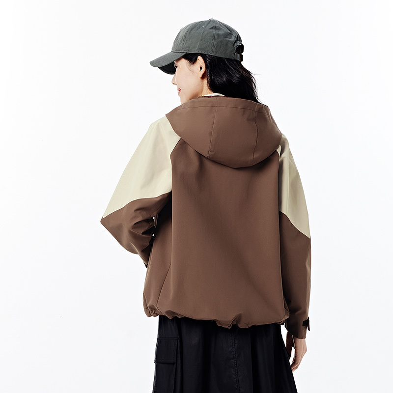 Semir Women Mid-Length Sleeves Loose-Fit Waterproof Oil-Resistant Stain-Resistant 2024 New Autumn Hooded Jacket