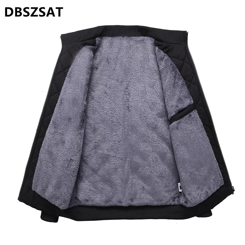 Winter Bomber Jacket Men Fashion Diamond Pattern Fleece Lined Casual Outwear Thermal Warm Coats Clothing 241018