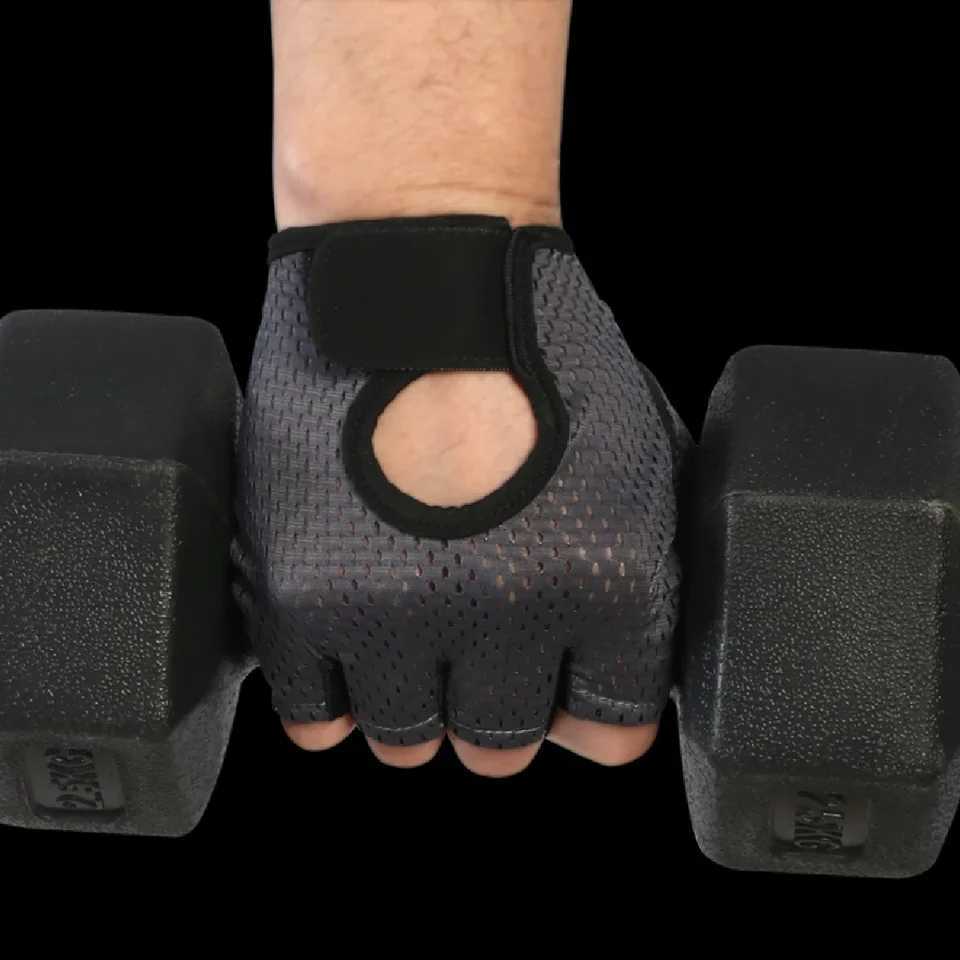 Summer Half Finger Gloves Ice Silk Breathable Gym Fitness Mens Non slip Mat Bicycle Finger GlovesW241018
