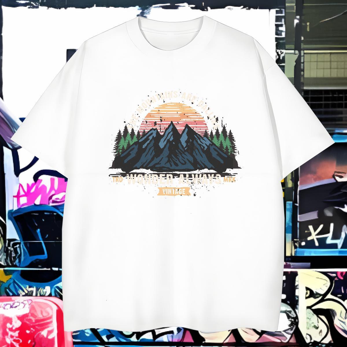 Popular T shirt 230g 100% Cotton mountains Sport Skull Breathable Soft Tshirt for Man Woman Fashion Casual Tshirts