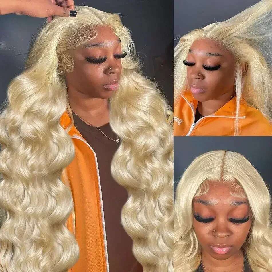 200 Desnity HD Transparent 13x4 13x6 613 Blonde Colored Body Wave Full Frontal Lace Human Hair Wigs Lace Front Wigs 34 36 Inch