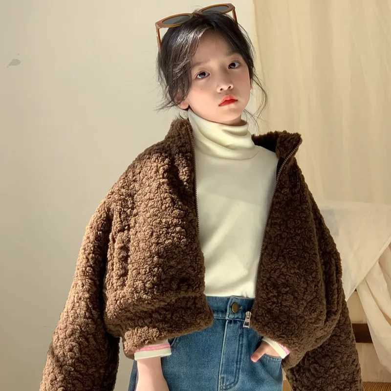 Womens winter wool coat loose short padded wool coat for boys and girls in winter M241018