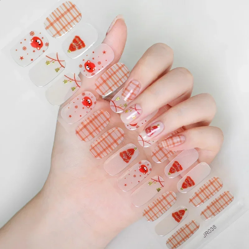 Christmas UV gel Nail Enhancer Semi curing Po Nail Sticker UV Semi baking Nail Enhancer 241017