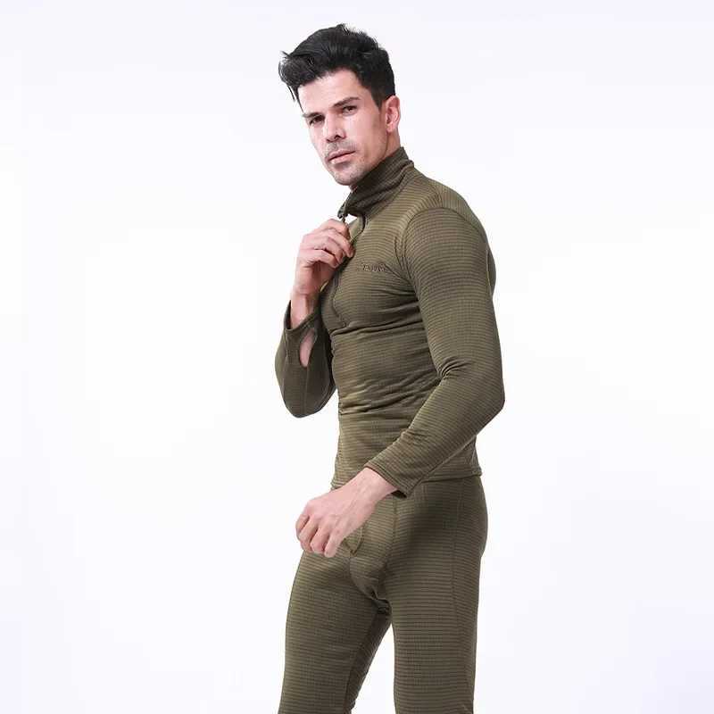 Men's Thermal Underwear Mens hot underwear set mens sports bottom layer winter gear compression set long-distance running Y241018DZDS