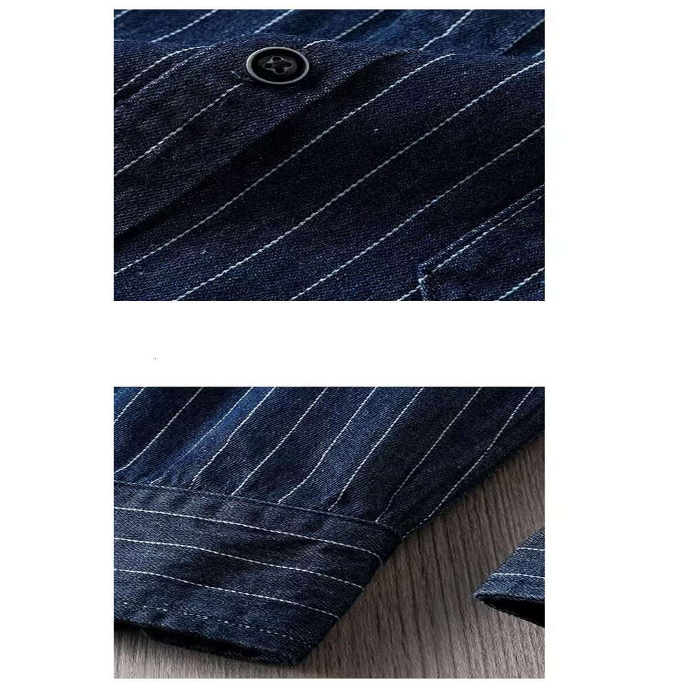 shanshi Men's shirts Cowboy long sleeved trendy in striped workwear shirt jacket men's casual handsome high-end feeling