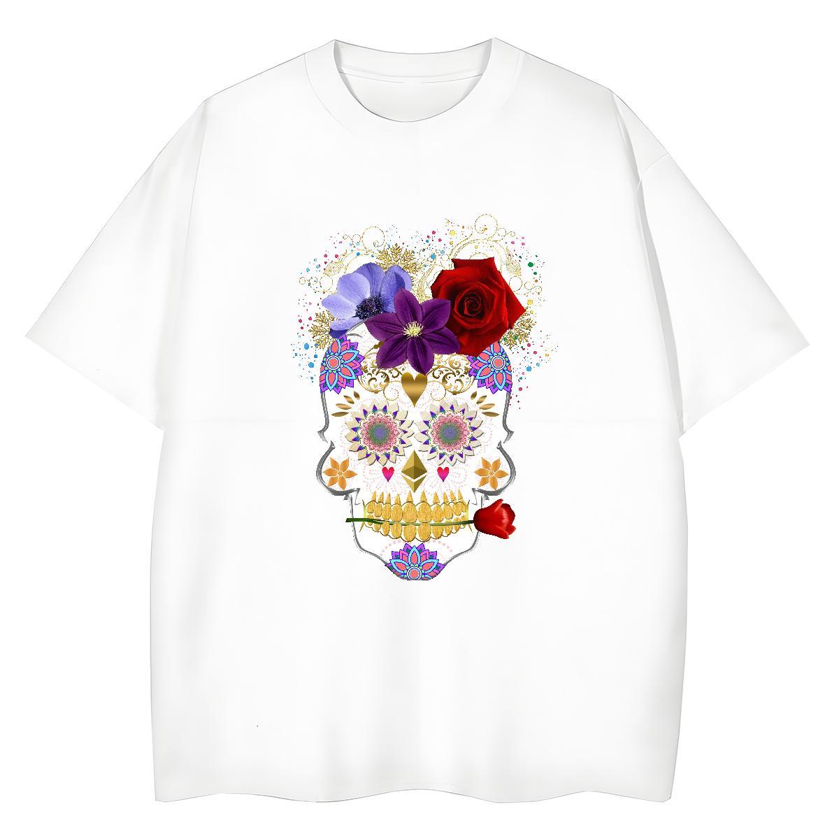 Designer T-Shirts 230g 100% Cotton Crew Neck Breathable Spring Summer flower Tshirt for Man Woman Soft Anime Oversized Tops Shirt