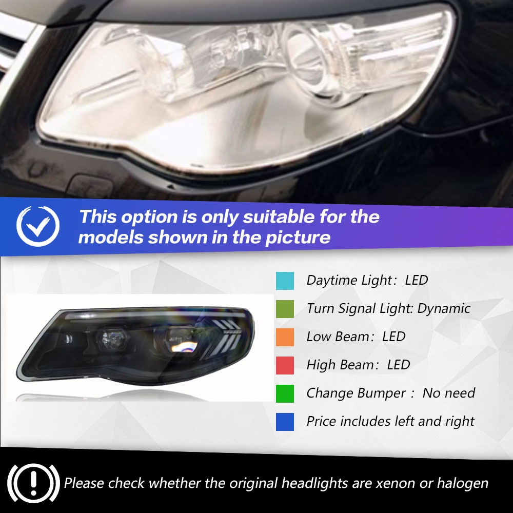 Car LED Headlight For VW Touareg 2007-2010 Touareg LED DRL Hid Option Head Lamp Angel Eye Bi Xenon