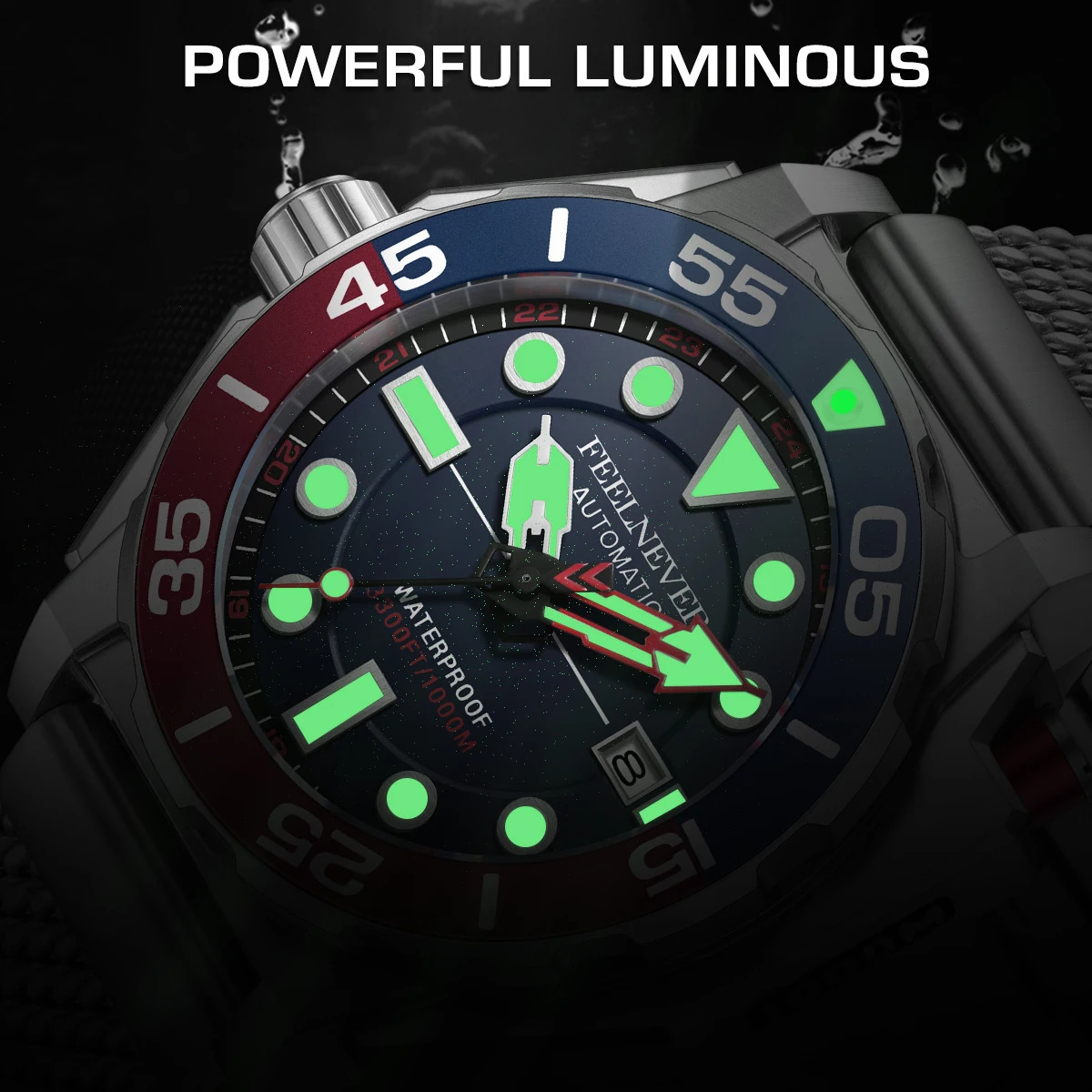 FeelNever mens y watch with 1000m waterproof BGW9 ultra bright relogios automatic mechanical 241009