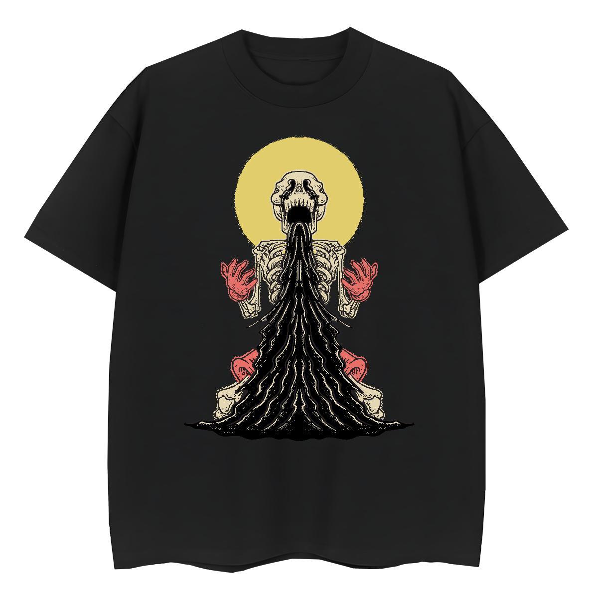 2024 T-Shirts 230g Pure Cotton O Neck Short Sleeves Sports Casual skull Womens Tshirts Designer White Plus Size Top Shirts