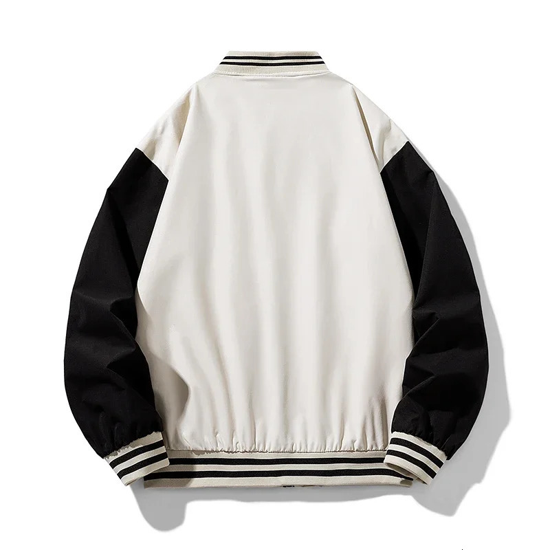 Autumn Mens Jacket Fashionable Color Matching Loose Outdoor Casual Sports Baseball Uniform Coat WorkJacket 241018