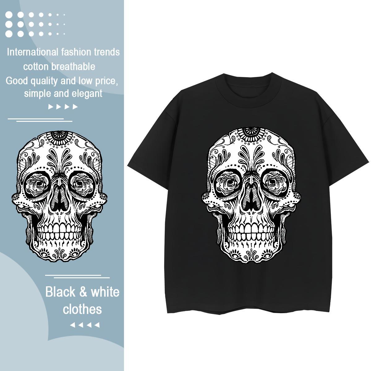 Classic T shirt 230g 100% Cotton Comfortable Daily Wear skull Unisex Tshirts Nice Graphic Tops Shirt