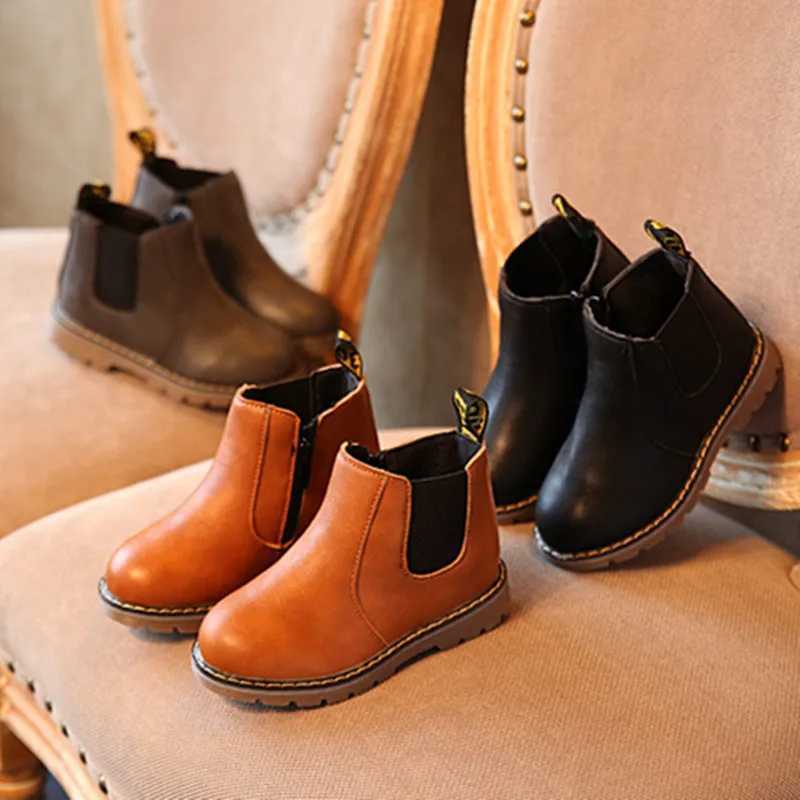 Boots Botas Soft soled Childrens Boots Autumn New Plush Boys Ankle Boots British Girls Boots Retro Fashion Short Boots Childrens Shoes Zapatos Ni a H2
