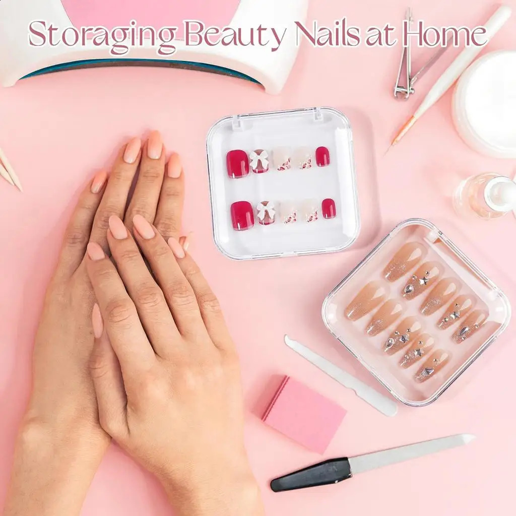 10Pcs Press on Nail Storage Boxes Nail Storage Box False Nail Packaging Box 241017