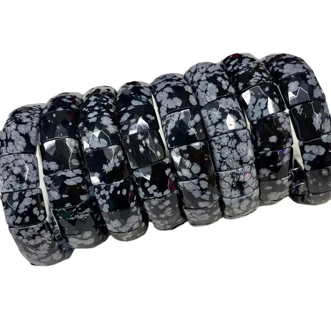 Snowflake Obsidian Stone Bead Bracelet Natural Gemstone Fashion Jewelry Accessories Bracelet Mens Wholesale 241017