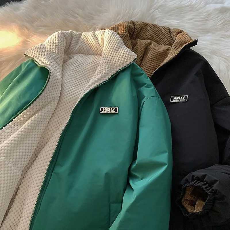 2023 New Men Down Cotton Coat Winter Jacket Short Reversible Loose Parkas Thicken Warm Outwear Leisure Fashion Overcoat LX241018