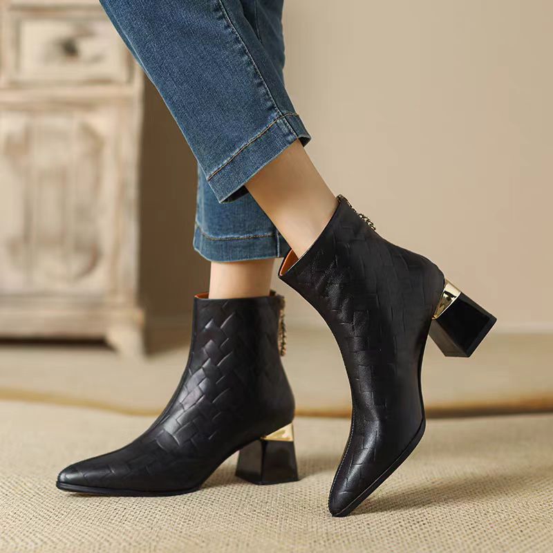 Leather High Heel Martin | Trendy 2024 Winter Boots for Women ab88