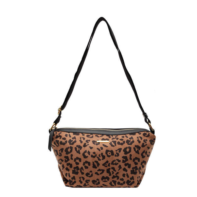 CMM Suede Leopard Print Womens New Autumn and Winter Casual Versatile Single Shoulder Crossbody Bag Commuting Tote Bag