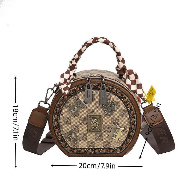 Leather Round Pu Cake Bag: Retro Texture Women's Versatile Crossbody Handbag 4