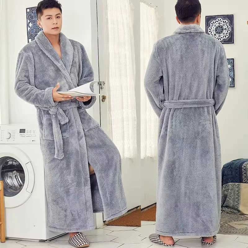 Pajamas mens winter evening gown sleeping robe Noble elegant atmosphere bath bathrobe thickened and extended bathrobe rest lounXJ241018