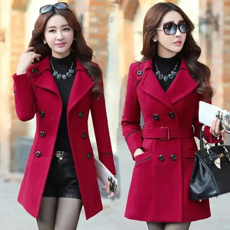 2023 New Korean Winter Woman Wool Coat Long Warm Female Woolen Coat Female Autumn Fashion Double-Breasted Jacket OuterwearX241009