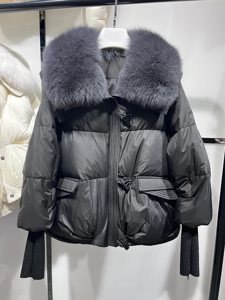 Winter Warm Goose Down Jackets Natural Real Fox Fur Collar Puffer Women Thick Female Streetwear Coats 241018
