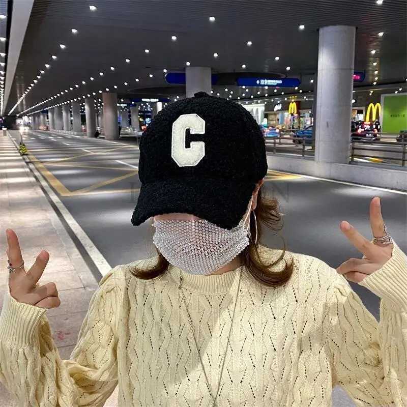 Fashion Letter R Printed Baseball Cap Autumn and Winter Hood Adjustable Faux Fur Hat Outdoor Warm Peak Sun Hat Solid LUXXETONX241018
