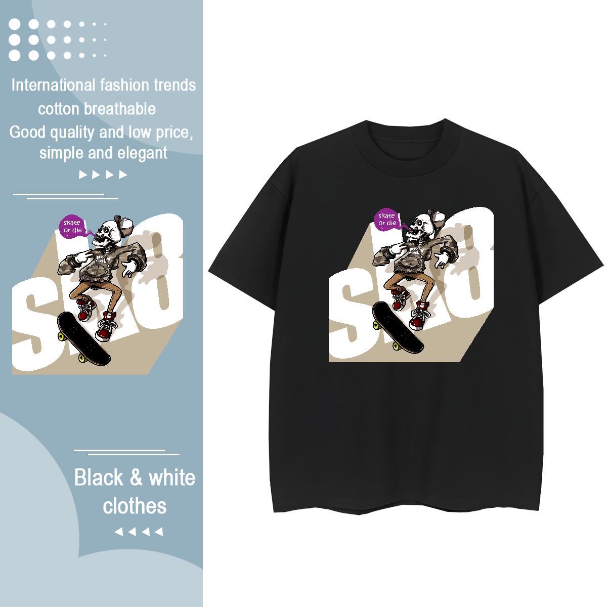 Classic Woman T Shirts 100% Cotton 230g Round Neck Short Sleeve Hip Hop Street skateboarding Women Tees Loose fit Black Oversized Polos