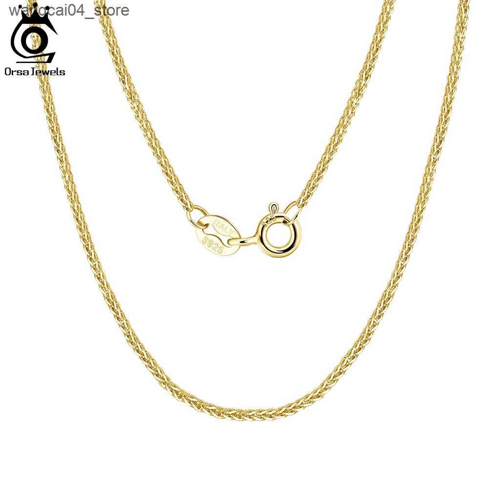 Chokers ORSA JEWELS Italian handmade 1.2mm Chopin chain necklace solid 925 sterling silver womens 14K gold-plated chain jewelry SC53 L240910