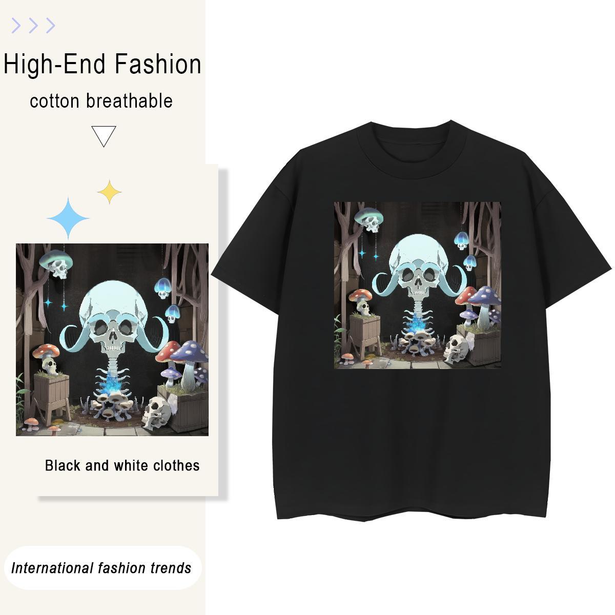 2024 Casual Women T Shirts 230g Pure Cotton Comfortable Sport skull Womens Tshirts Popular Oversized L-4XL Tees Shirts