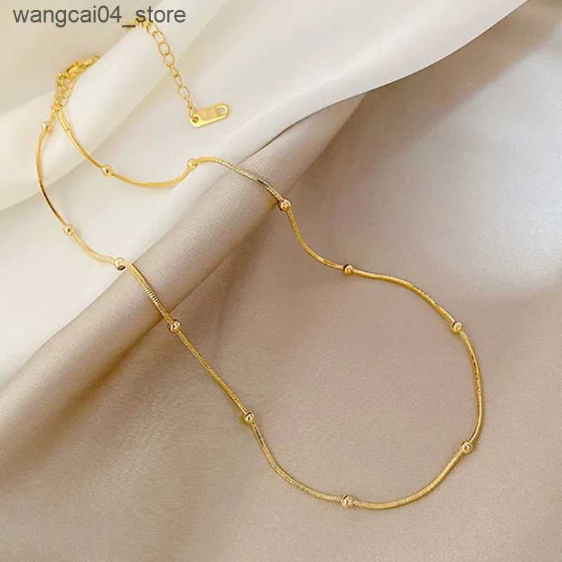 Chokers Popular 925 sterling silver round bead necklace minimalist charm necklace womens exquisite jewelry L240910
